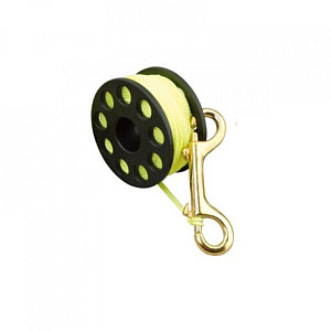 Aropec reel 30m with carabiner reflex yellow