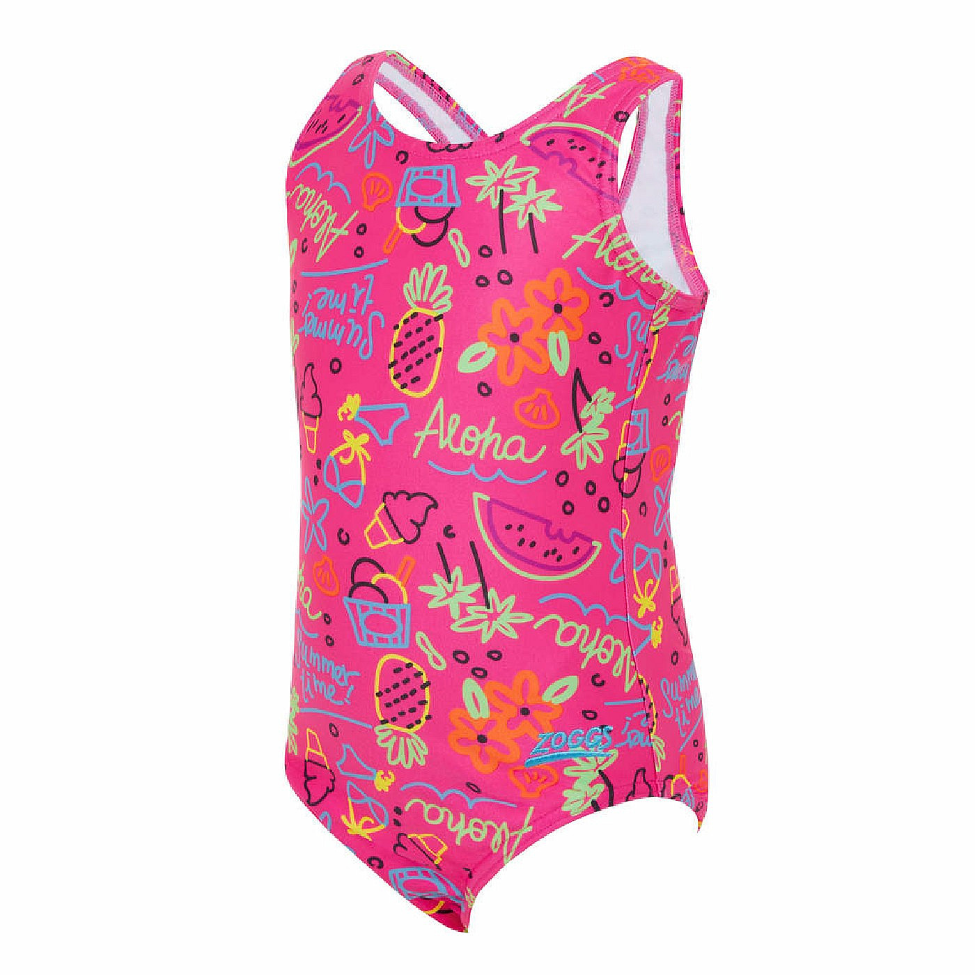 Girls Swimwear Zoggs Scoopback Kids Recycled Swimwear