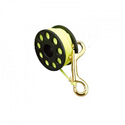 Aropec reel 30m with carabiner reflex yellow