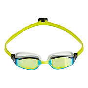 Aqua Sphere FASTLANE titanium swimming goggles. yellow mirror glass