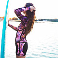 Women's short neoprene Kaiwai PINK long sleeve