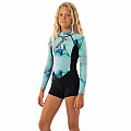 KAIWAI girls' long-sleeved neoprene shorts black-blue