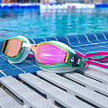 Women's swimming goggles Aqua Sphere FASTLANE titanium. pink mirror glass